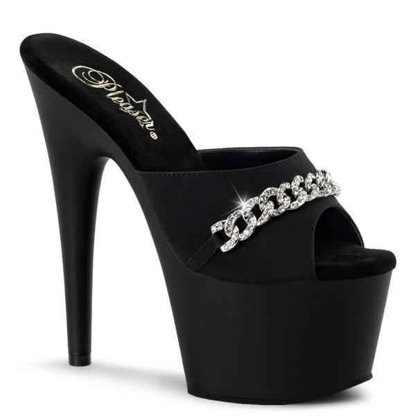 ADORE-701PS-2 Pleaser High-Heels Plateaupantoletten schwarz mit Glitzerkette