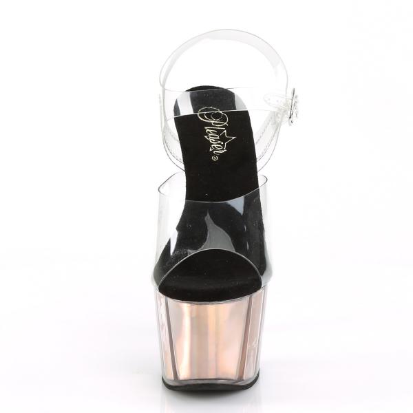 ADORE-708HGI Pleaser High-Heels Plateausandaletten rosegold holografische Effekte