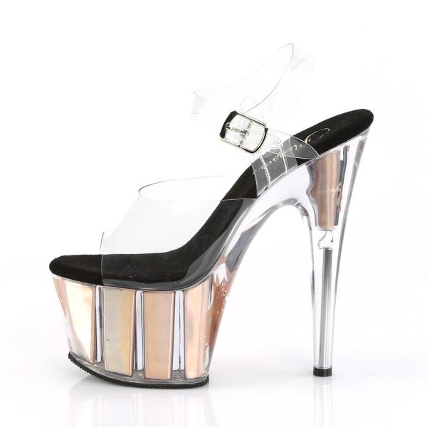 ADORE-708HGI Pleaser High-Heels Plateausandaletten rosegold holografische Effekte
