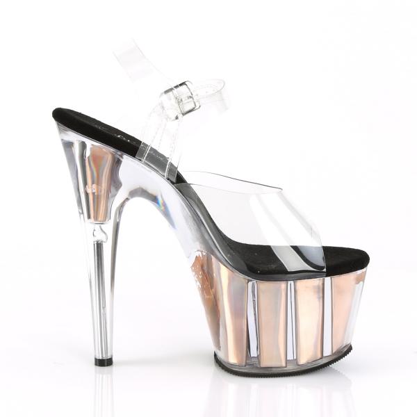ADORE-708HGI Pleaser High-Heels Plateausandaletten rosegold holografische Effekte
