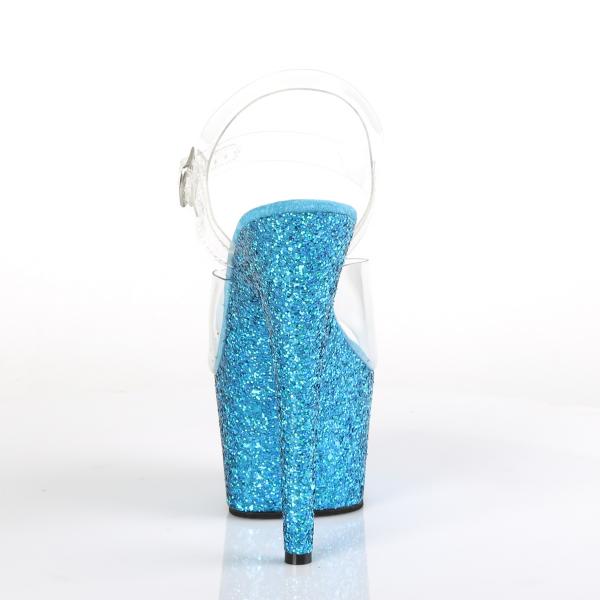 ADORE-708LG Pleaser high heels platform sandal clear aqua holographic multi glitter