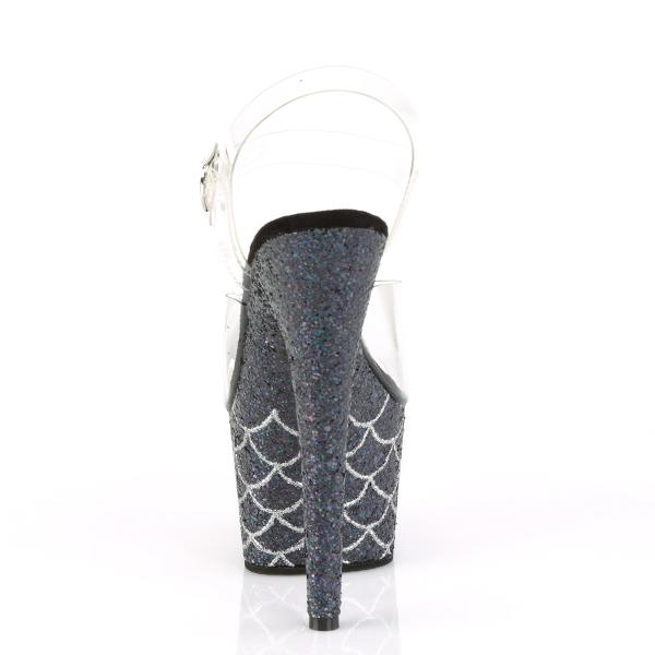 ADORE-708MSLG Pleaser High-Heels Platform Sandal clear black glitter