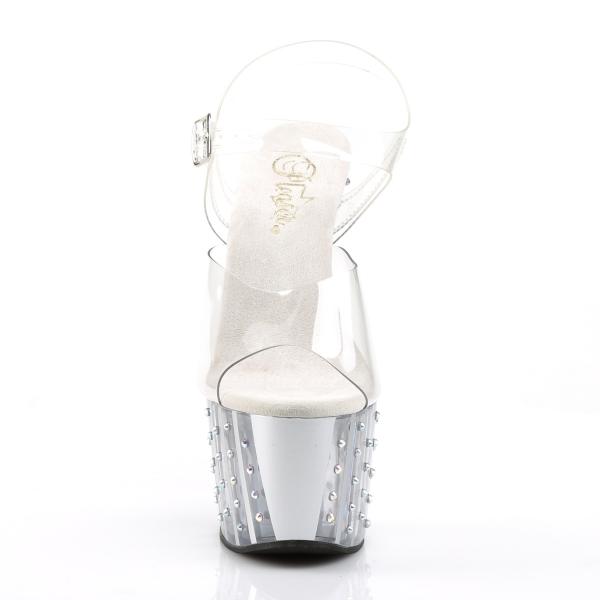 ADORE-708VLRS Pleaser High Heels lined platform sandal clear silver matte rhinestone