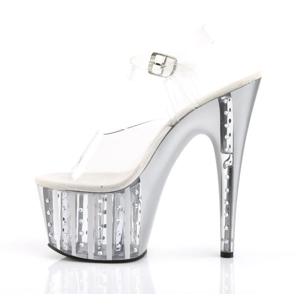 ADORE-708VLRS Pleaser High Heels lined platform sandal clear silver matte rhinestone