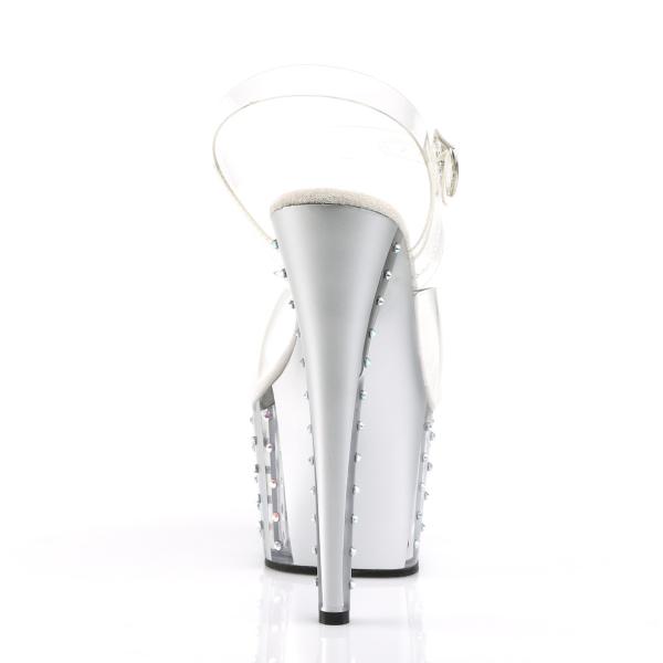 ADORE-708VLRS Pleaser High Heels lined platform sandal clear silver matte rhinestone