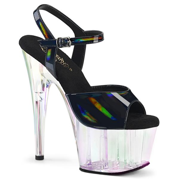 ADORE-709HT Pleaser High Heels Plateausandaletten schwarz holographisch getönt