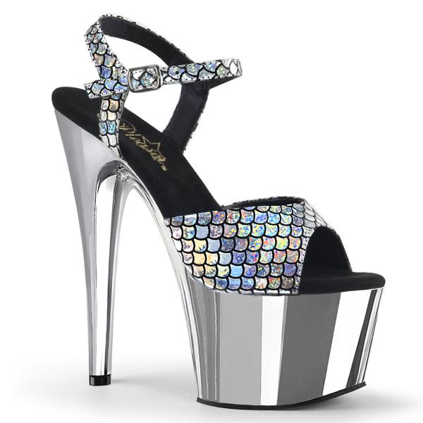 ADORE-709MSC Pleaser High Heels platform sandal silver hologram chrome