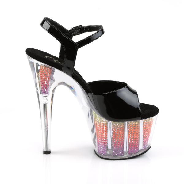 ADORE-709SRS Pleaser High Heels ankle strap sandal clear neon multicolor