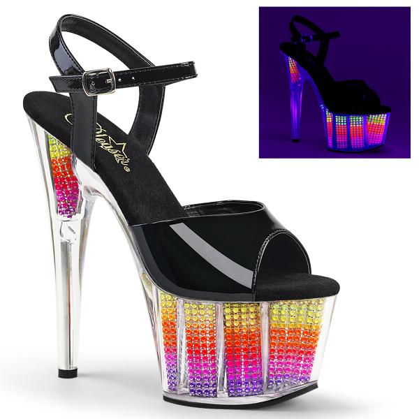 ADORE-709SRS Pleaser High Heels ankle strap sandal clear neon multicolor