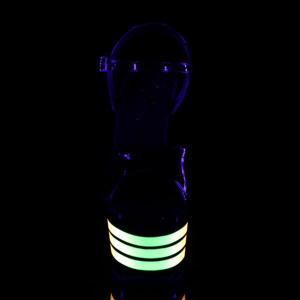 ADORE-709UVLN Pleaser high heels platform ankle strap sandal black uv multicolor lines