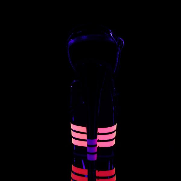 ADORE-709UVLN Pleaser high heels platform ankle strap sandal black uv multicolor lines