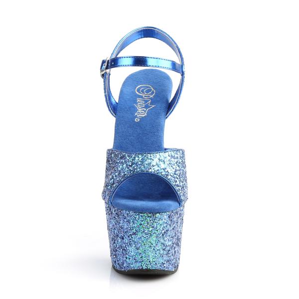 ADORE-710LG Pleaser high heels platform sandal blue holographic glitter