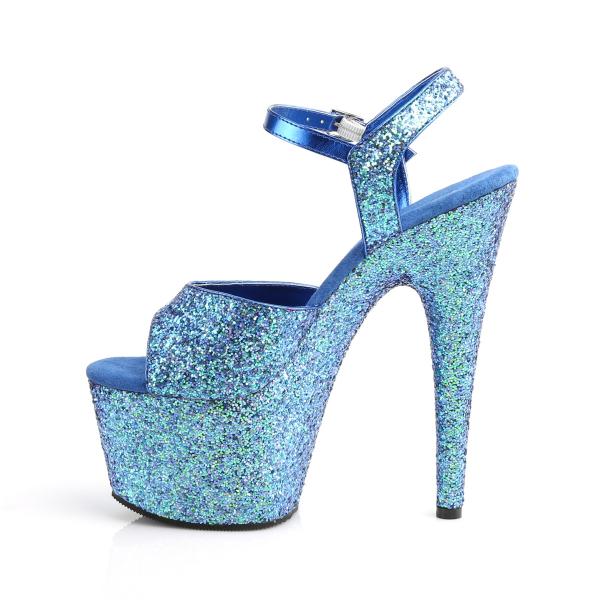 ADORE-710LG Pleaser high heels platform sandal blue holographic glitter