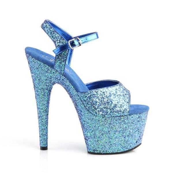 ADORE-710LG Pleaser high heels platform sandal blue holographic glitter