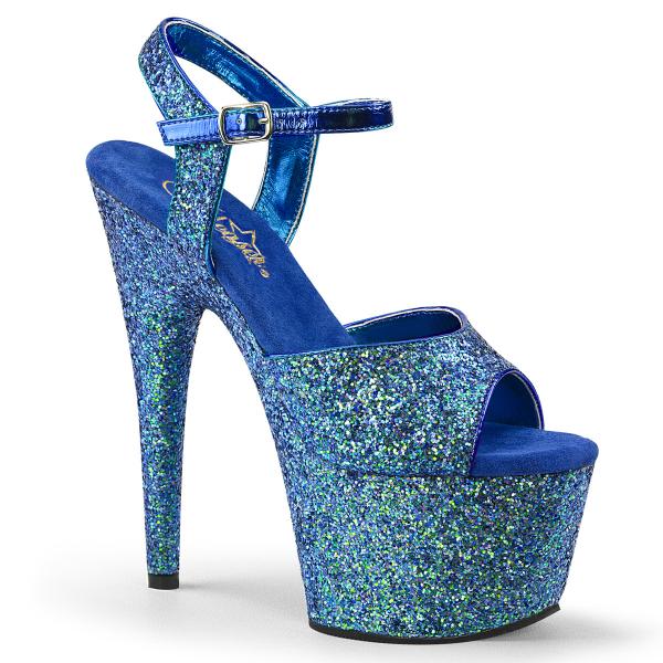 ADORE-710LG Pleaser high heels platform sandal blue holographic glitter