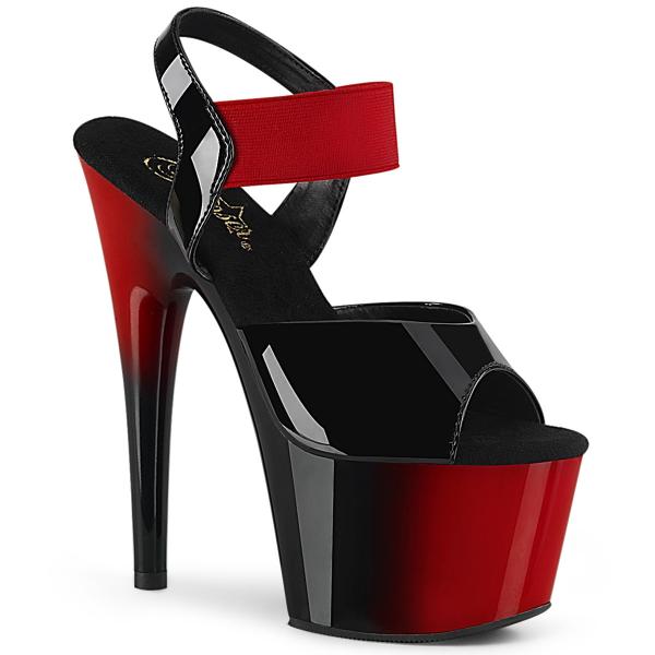 ADORE-714BR Pleaser High-Heels Elastikband Sandaletten Farbverlauf schwarz-rot
