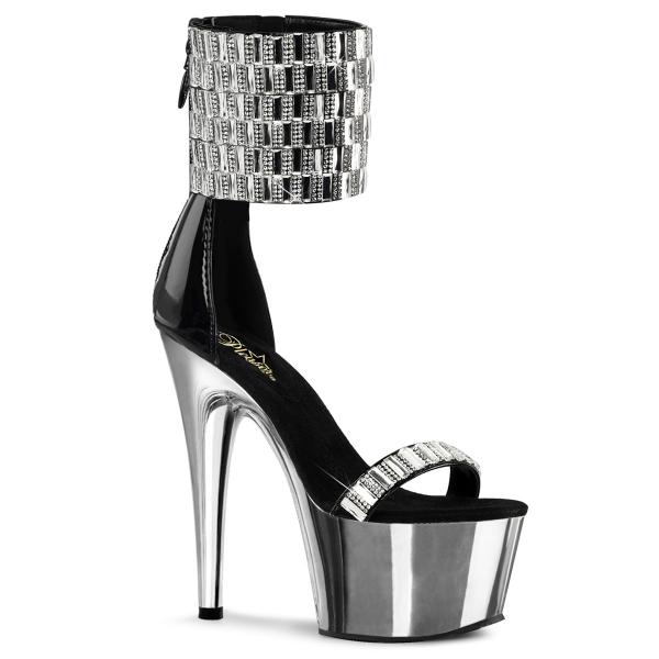 ADORE-789RS Pleaser High-Heels Sandaletten Chromplateau breites Strassband
