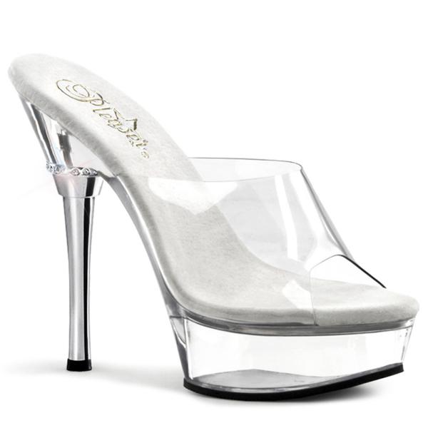 ALLURE-601 Pleaser elegant high heels platform slide chrome heel clear