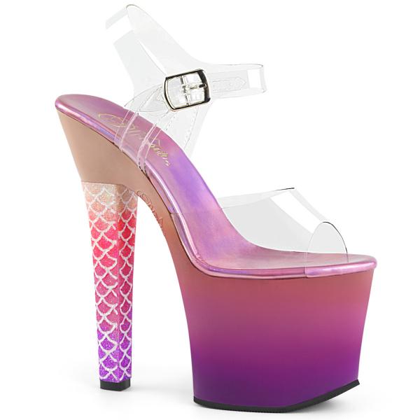 ARIEL-708OMBRE Pleaser High Heels Platform Sandal clear pink-purple ombre