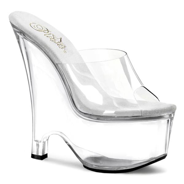 BEAU-601 Pleaser elegant high heels platform wedge slide clear pvc