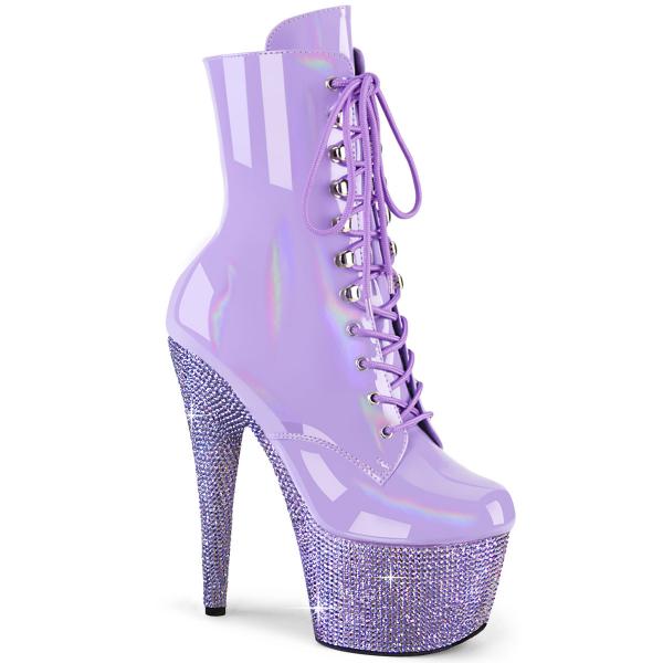 BEJEWELED-1020-7 Pleaser lady ankle boot high heels lavender holo patent rhinestones