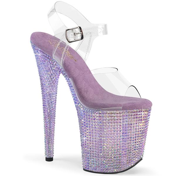 BEJEWELED-808RRS Pleaser Damen High Heels Plateausandaletten klar lavendel Strass