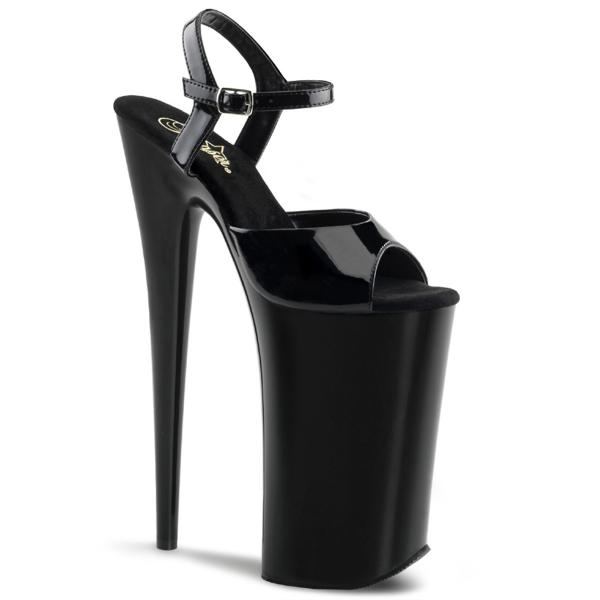 BEYOND-009 Pleaser skyscraper high heels platform sandal black patent