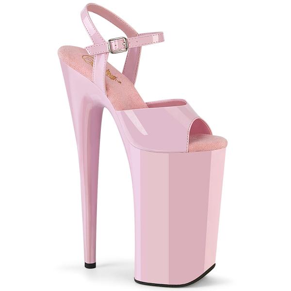 BEYOND-009 Pleaser vegane High Heels Stiletto Plateausandaletten babypink Lack