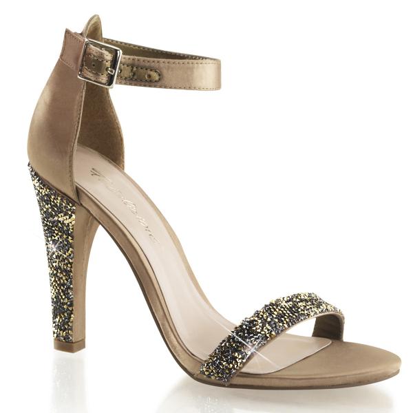 CLEARLY-436 Fabulicious closed back ankle strap platform sandale rhinestone bronze satin