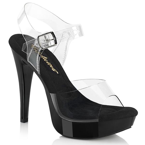 COCKTAIL-508 Fabulicious high heels platform ankle strap sandal clear black