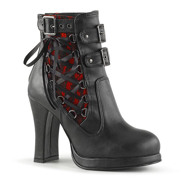 CRYPTO-51 DemoniaCult platform two tone ankle boot black red lace corset style