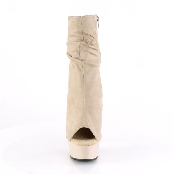 DELIGHT-1031 Pleaser high heels crash-look platform peep toe ankle boots beige