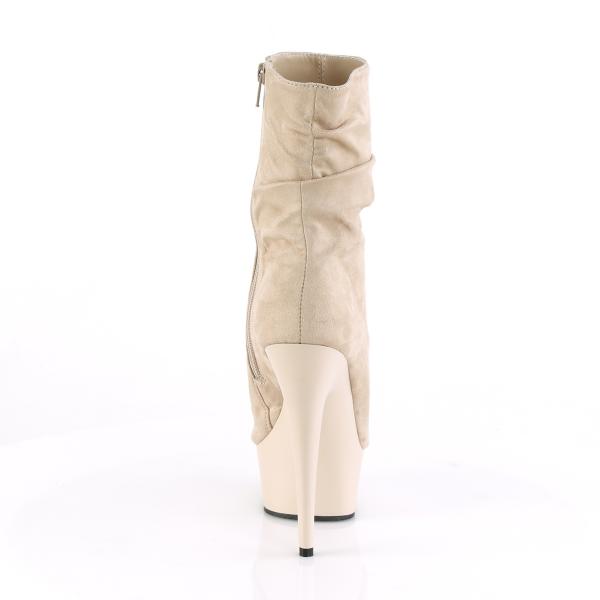 DELIGHT-1031 Pleaser high heels crash-look platform peep toe ankle boots beige