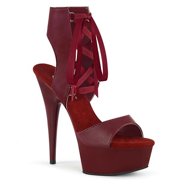 DELIGHT-600-14 Pleaser High Heels platform bootie sandal burgundy vegan leather