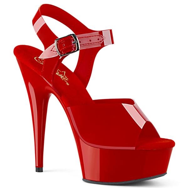 DELIGHT-608N Pleaser High Heels platform ankle strap sandal red