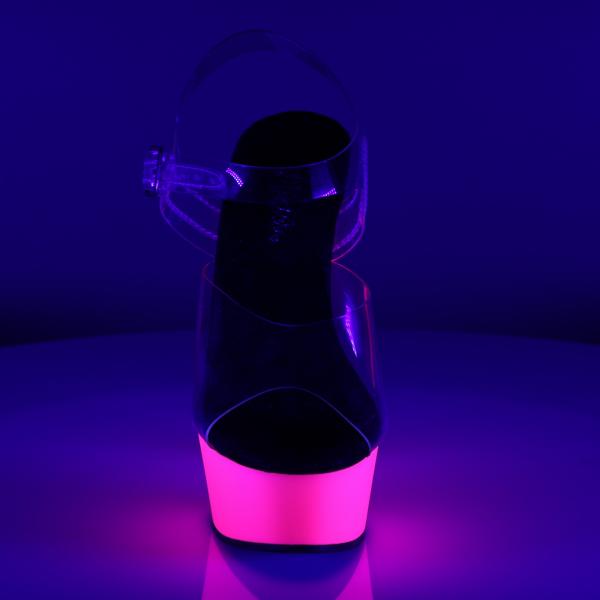 DELIGHT-608UV Pleaser High Heels platform sandal clear neon pink uv reactive