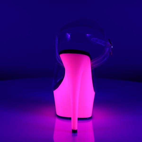 DELIGHT-608UV Pleaser High Heels platform sandal clear neon pink uv reactive