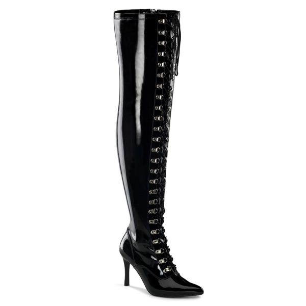 DOMINATRIX-3024X Funtasma high heels wide with thigh high boots black patent
