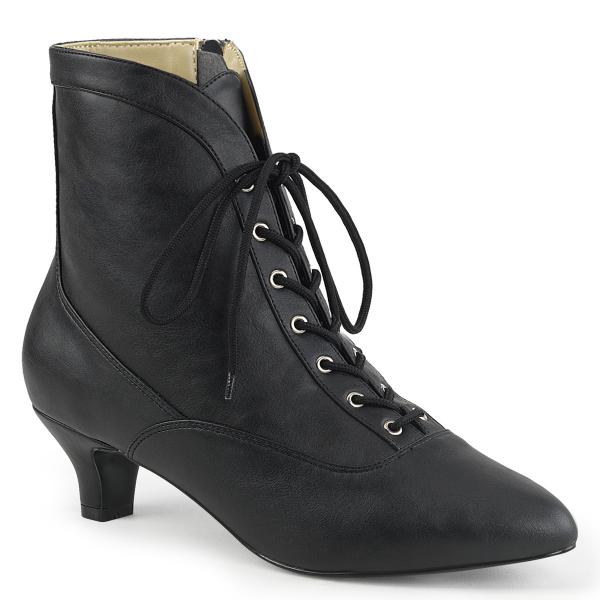 FAB-1005 Pleaser Pink Label lace up front ankle boots black vegan leather