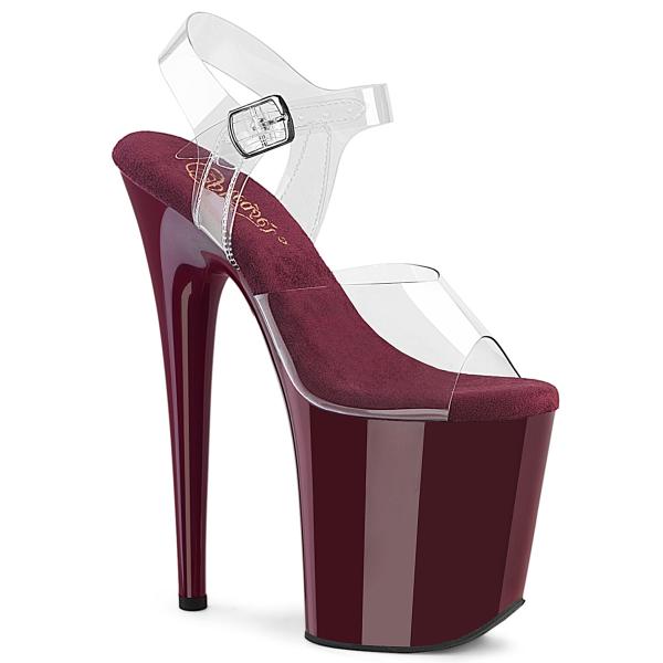FLAMINGO-808 Pleaser high heels platform sandal clear burgundy