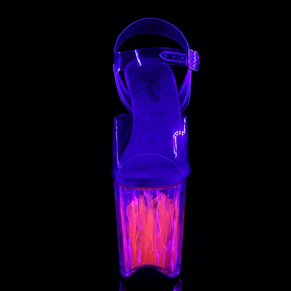 FLAMINGO-808FLM Pleaser high heels platform sandal clear hotpink flames