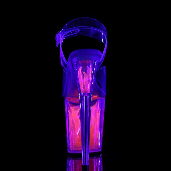 FLAMINGO-808FLM Pleaser high heels platform sandal clear hotpink flames