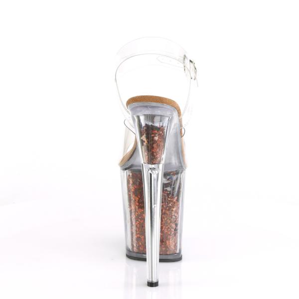 FLAMINGO-808GF Pleaser high heels platform sandal clear brown holographic glitter