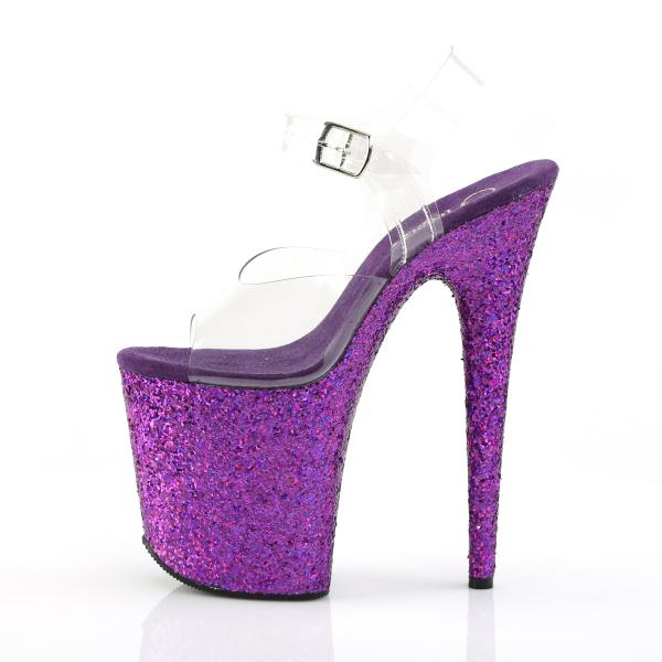 FLAMINGO-808LG Pleaser high heels platform sandal clear purple multi glitter