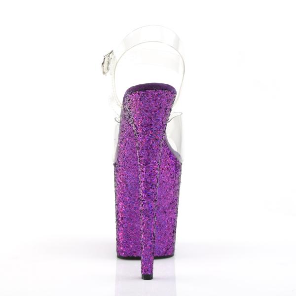 FLAMINGO-808LG Pleaser high heels platform sandal clear purple multi glitter