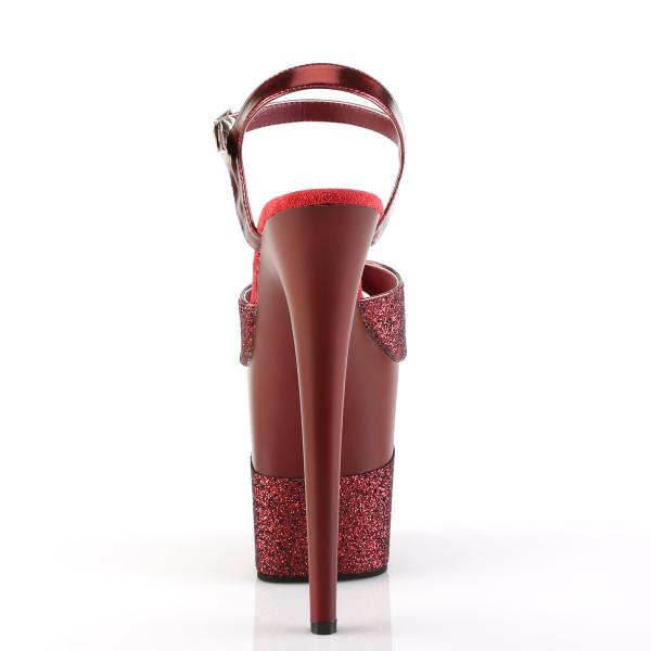 FLAMINGO-809-2G Pleaser High-Heels Plateau Sandaletten rubinrot glitter