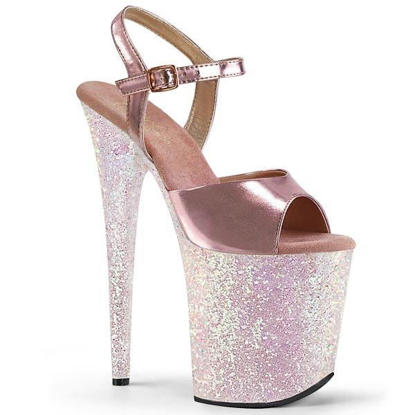 FLAMINGO-809LG Pleaser high heels platform sandal rose gold metallic opal multi glitter