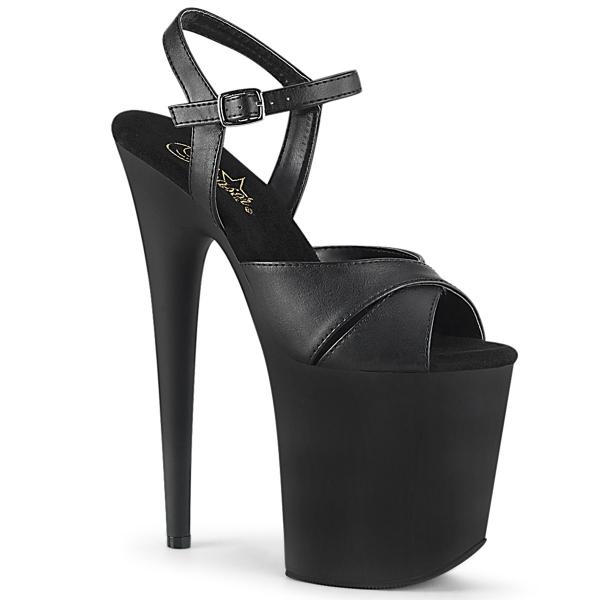 FLAMINGO-816 Pleaser high heels platform criss cross ankle strap sandal black matte