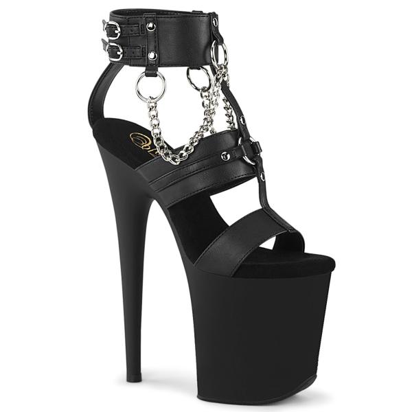 FLAMINGO-861 Pleaser platform triple band t-strap platform sandal o-ring black matte