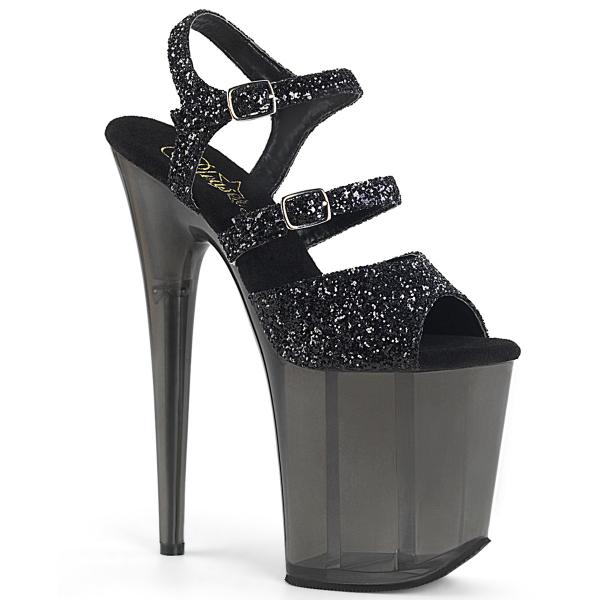 FLAMINGO-874 Pleaser high heels platform sandal black glitter frosted